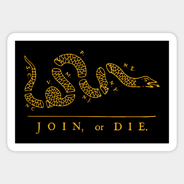 Join or Die Ben franklin Mask Sticker by stayfrostybro